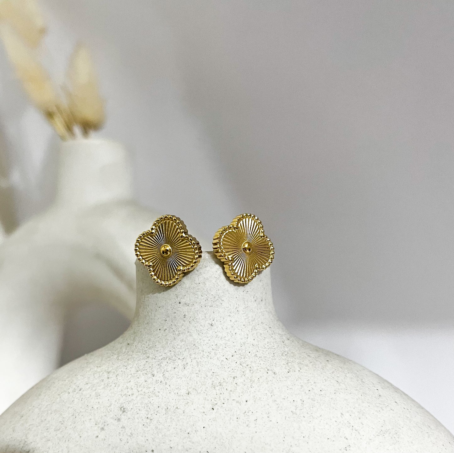Gold Clover Studs
