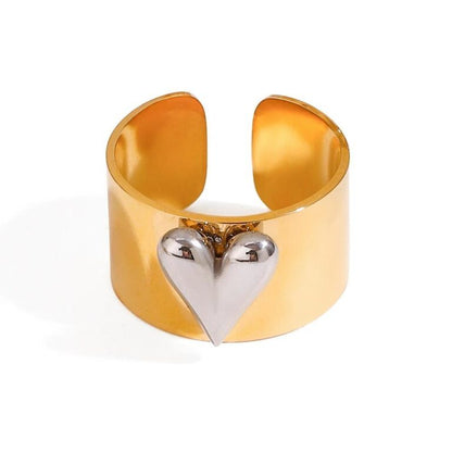 Heart Mixed Metal Waterproof Ring