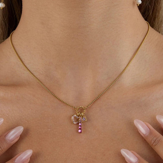 Pink Mini Heart Charm Minimal Necklace
