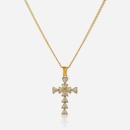Studded Cross Waterproof Pendant Necklace