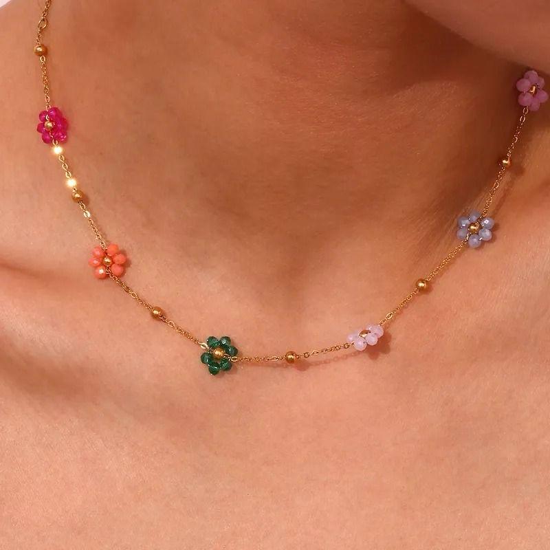Multi-coloured Flower Necklace