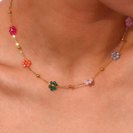 Multi-coloured Flower Necklace
