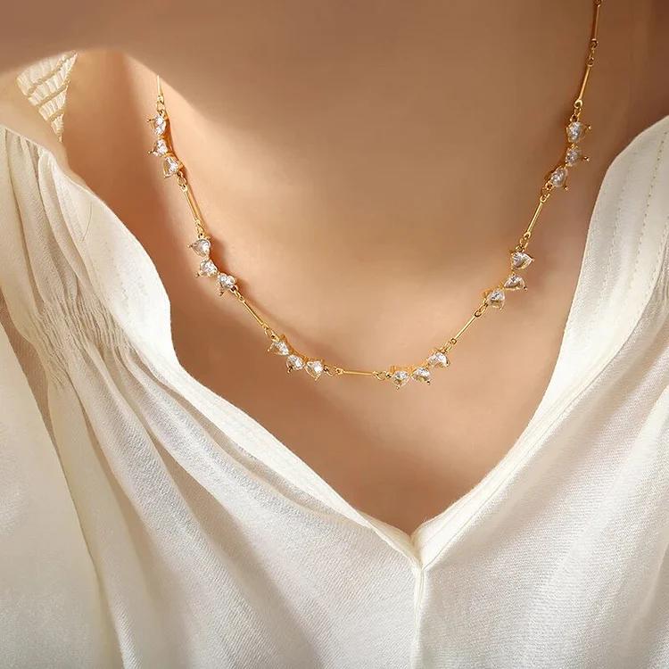 Heart Shaped Zircon Chain Necklace