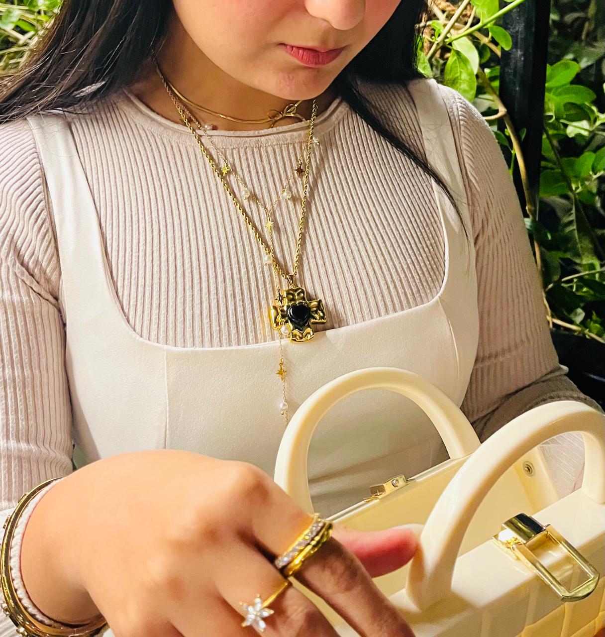 Black & Gold Cross Waterproof Necklace