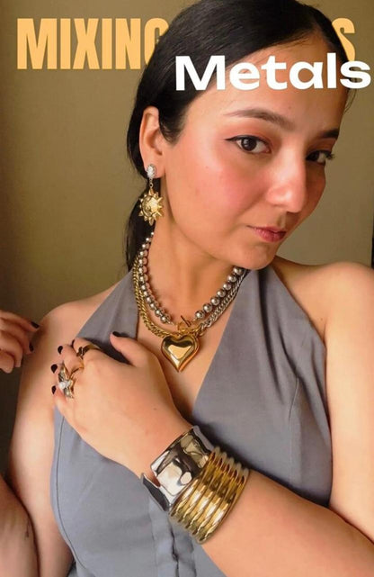 Statement  Mixed Metal Chain Waterproof Necklace