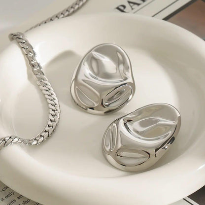 Silver Irregular Statement Earrings