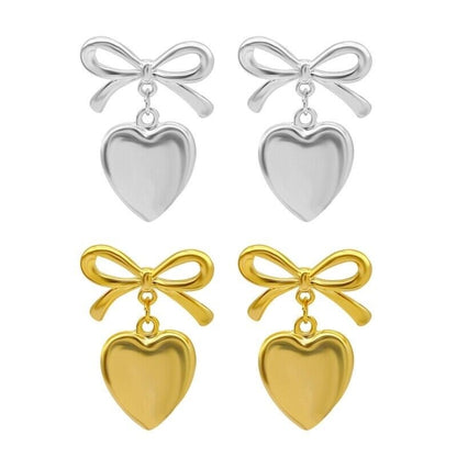 Bow Hearts Waterproof Earrings