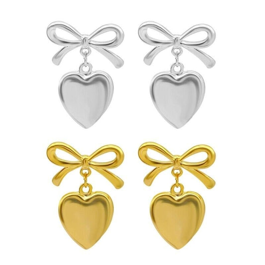 Bow Hearts Waterproof Earrings