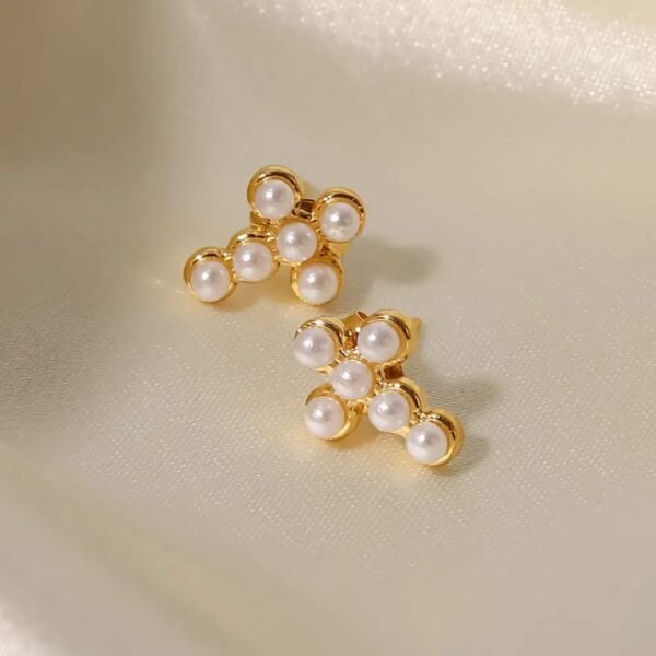 Pearl Cross Waterproof Earrings