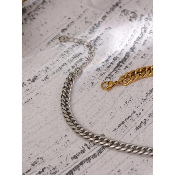Statement Chain Mixed Metal Waterproof Necklace - Image 2
