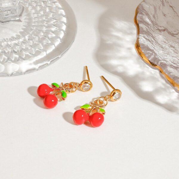 Cherry Fruit Waterproof Earrings - Image 3