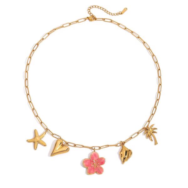 Pink Cherry Blossom Waterproof Charm Necklace - Image 2