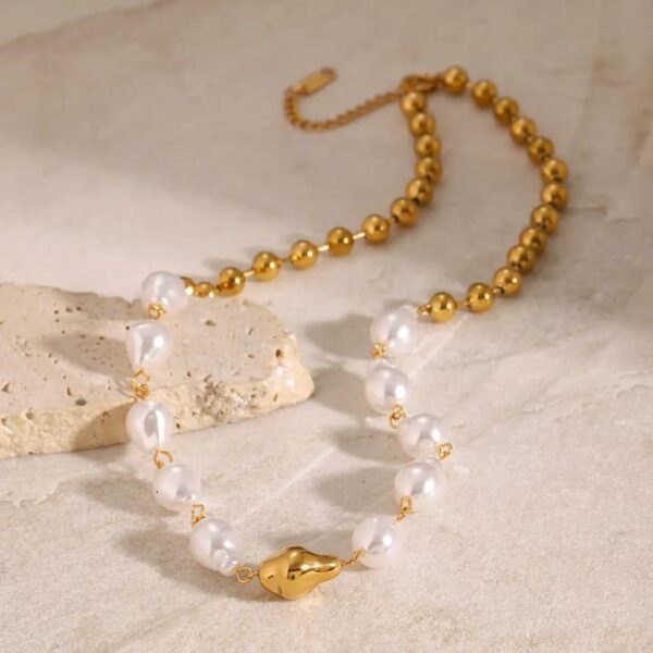 Faux Pearl Statement Waterproof Necklace - Image 2